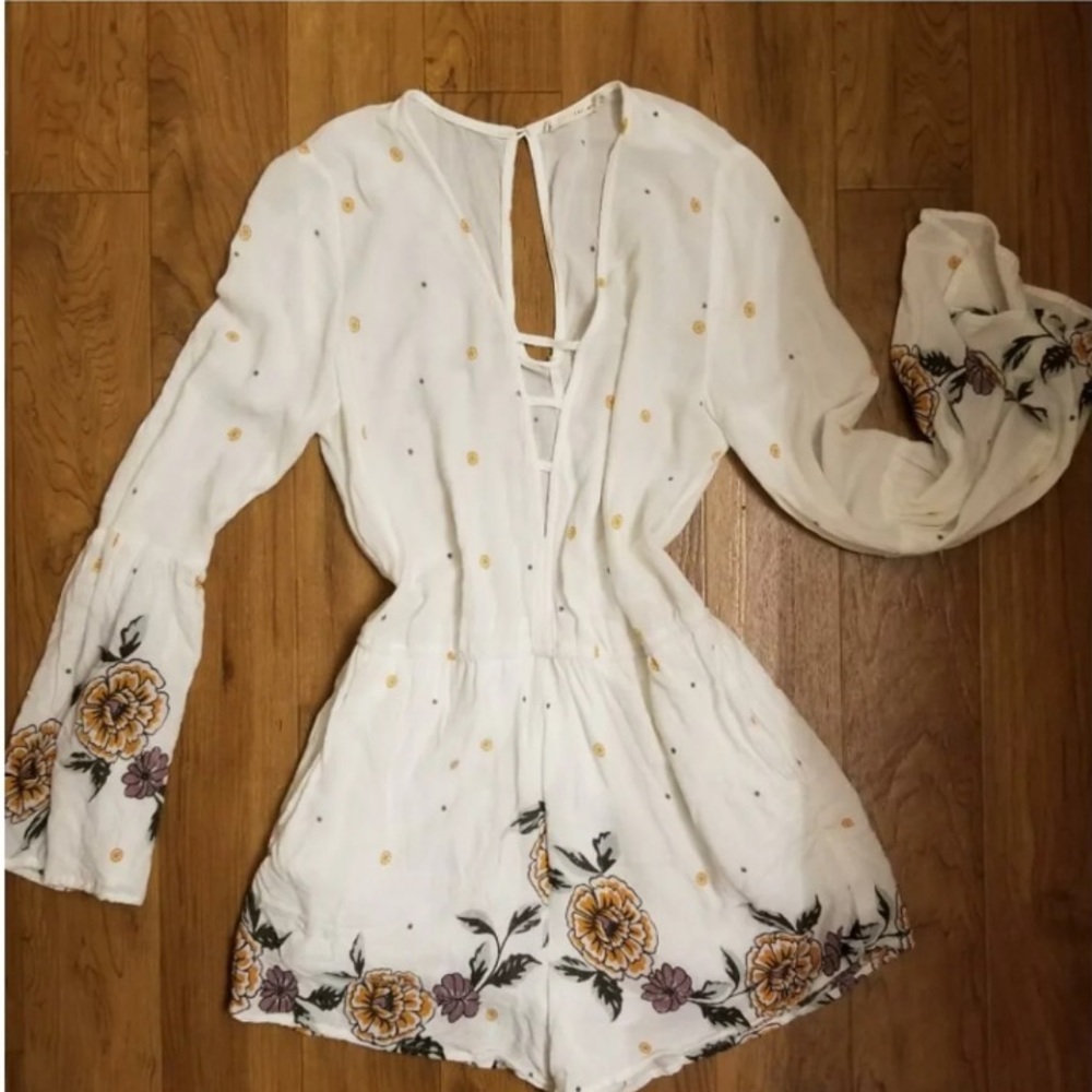 *SOLD* White boho Bell Sleeve romper